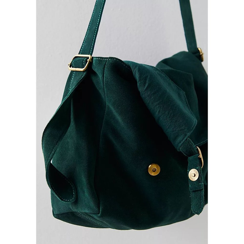 Free People Deep Green Suede Shoulder Bag - Picture 2 of 10